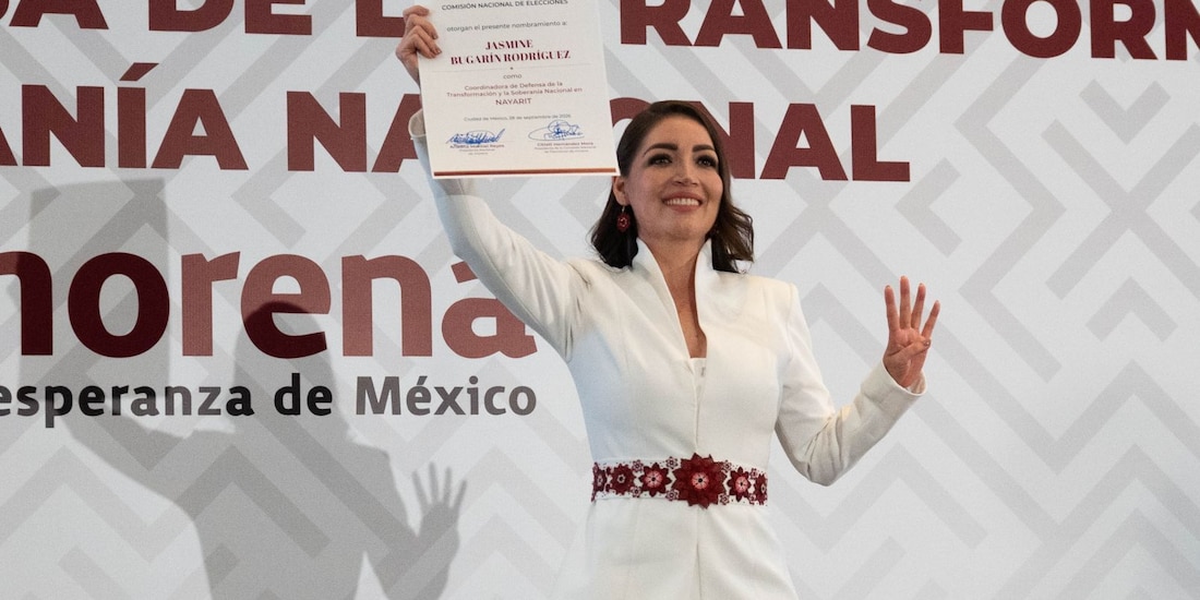 Jasmine María Bugarín Rodríguez fue designada coordinadora de la Defensa de la Transformación de Morena en Nayarit, el 28 de septiembre de 2026.