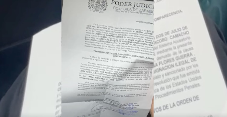 Orden de comparecencia de Tania Flores