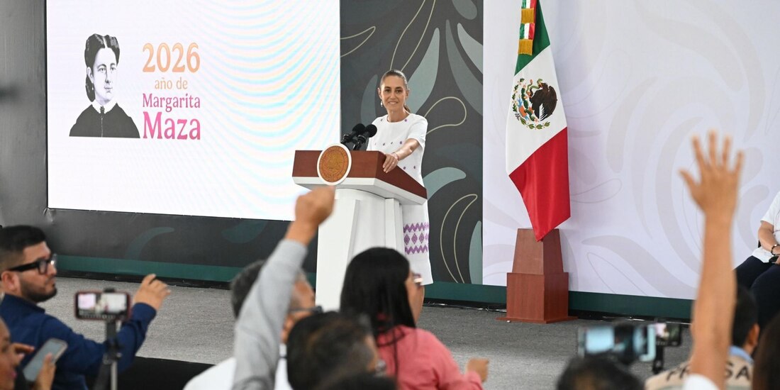 Claudia Sheinbaum, durante la Conferencia del Pueblo desde Coatzacoalcos, Veracruz.