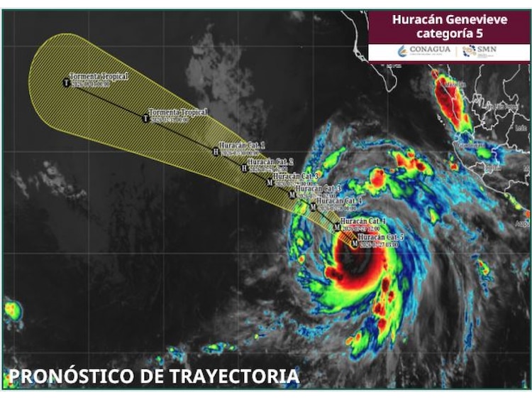 Huracán 'Genevieve' se seguirá alejando de costas mexicanas.