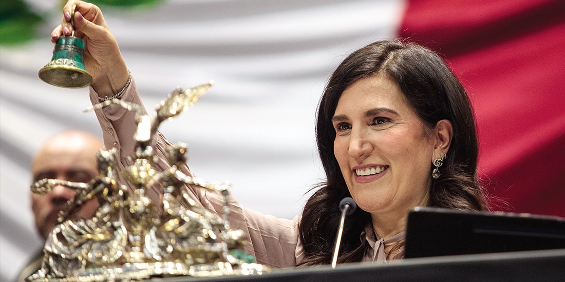 Kenia López Rabadán, presidenta de la Cámara baja, ayer en la sesión del Congreso general del segundo año de la LXVI Legislatura.