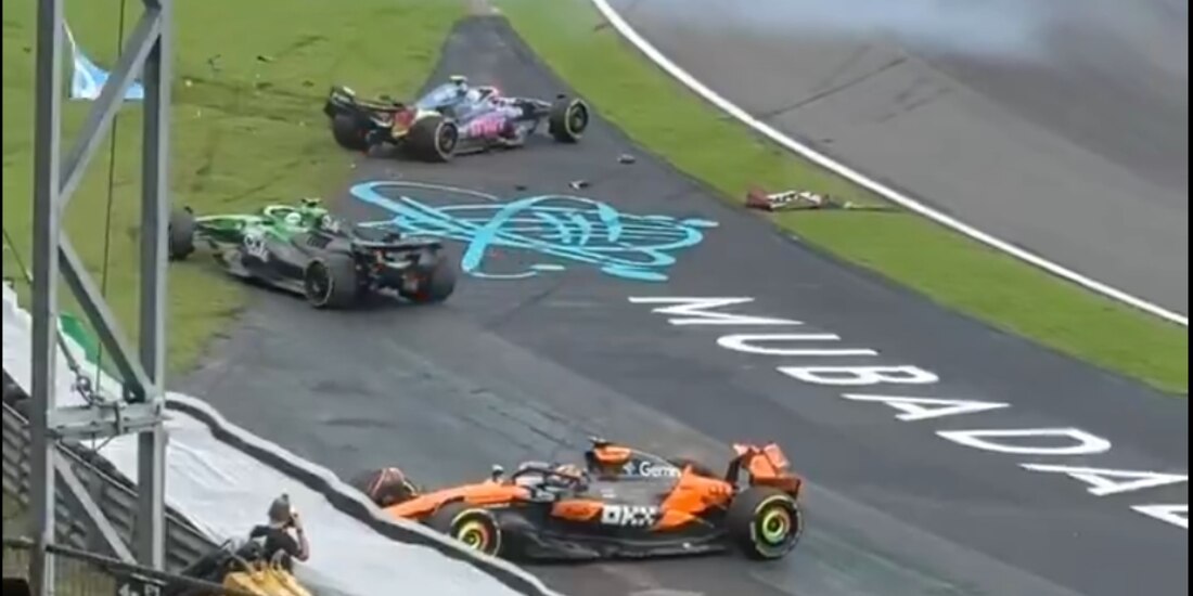 Piastri, Colapinto y Hülkenberg tienen brutal choque al mismo tiempo en el sprint del GP de Brasil de F1