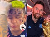 Un aficionado se tatuó a Lionel Messi en la cara luego de la coronación de Argentina a Qatar 2022.