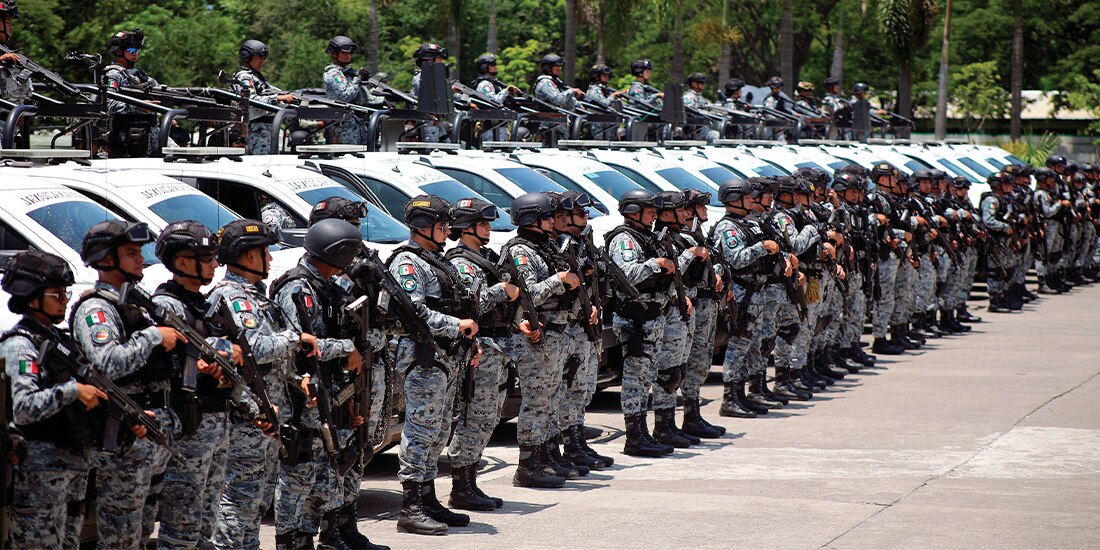 ELEMENTOS de la GN, en la Base de Operaciones Interinstitucionales en Cuautla, Morelos, el pasado 6 de agosto.