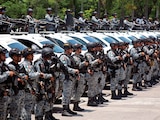 ELEMENTOS de la GN, en la Base de Operaciones Interinstitucionales en Cuautla, Morelos, el pasado 6 de agosto.