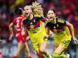 Scarlett Camberos celebrando su gol ante el Toluca.