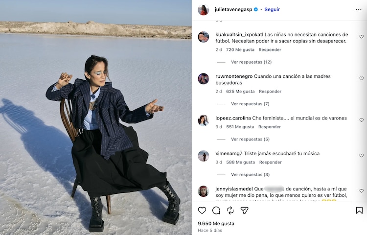 Julieta Venegas recibe críticas en sus redes sociales
