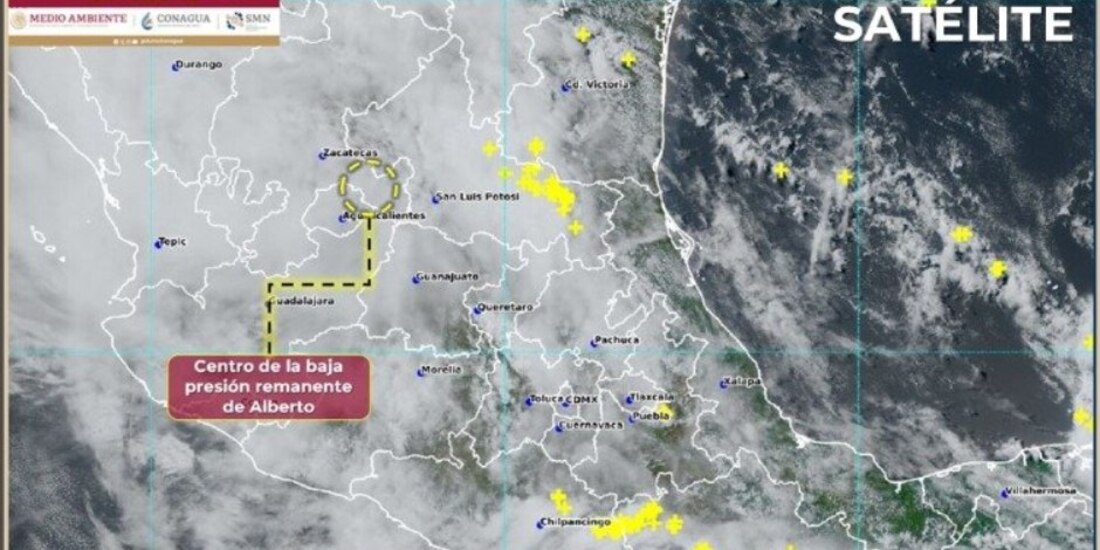 'Alberto' pierde más fuerza y se degrada a baja presión remanente.