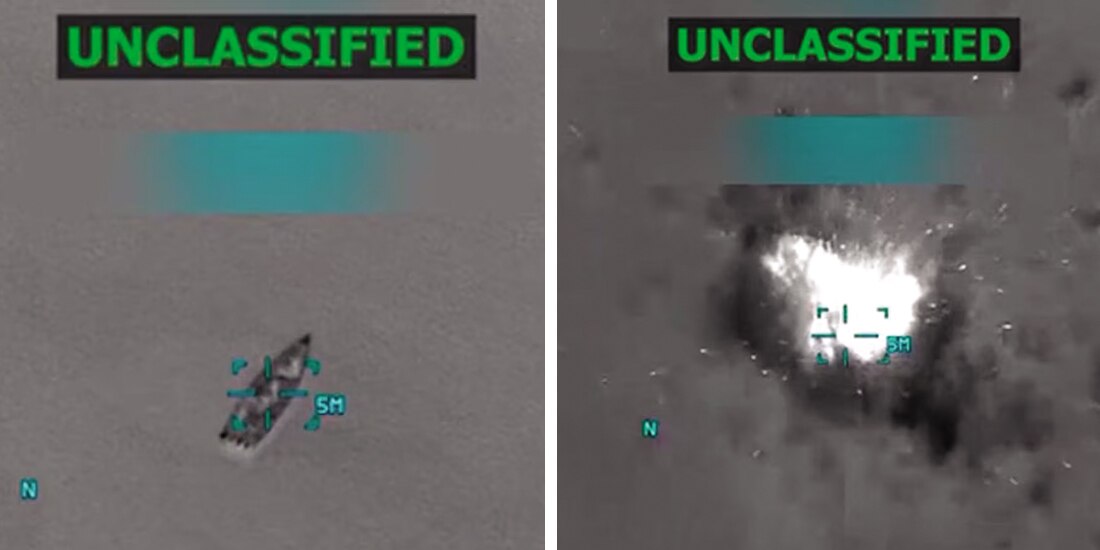 Un barco flota frente a la costa de Venezuela en esta captura de pantalla de un video publicado ayer.