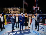 Al centro, el presidente Donald Trump en el evento UFC Freedom 250, en la Casa Blanca.