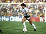 Diego Armando Maradona en un partido con la Selección de Argentina.