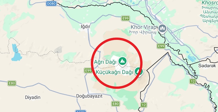 Localización de las montañas de Ararat