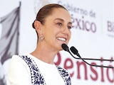 La Presidenta Claudia Sheinbaum Pardo, ayer, durante su visita a Nayarit.