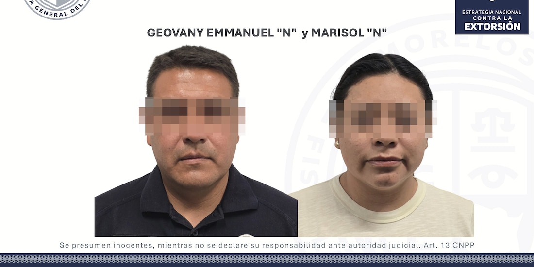 Marisol “N”, presidenta del DIF Municipal de Temoac y el director de Seguridad Pública y Tránsito Municipal, Geovany Emmanuel “N”.