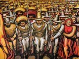 Mural del artista David Alfaro Siqueiros en torno a la Revolución Mexicana y el porfirismo.