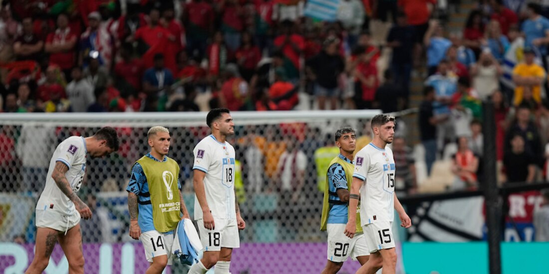 Futbolistas chasrrúas al término de un partido en el Mundial.