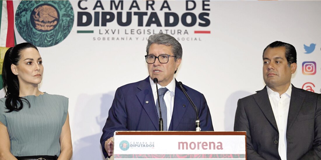 Los diputados Merilyn Gómez, Ricardo Monreal y Sergio Gutiérrez Luna, ayer.