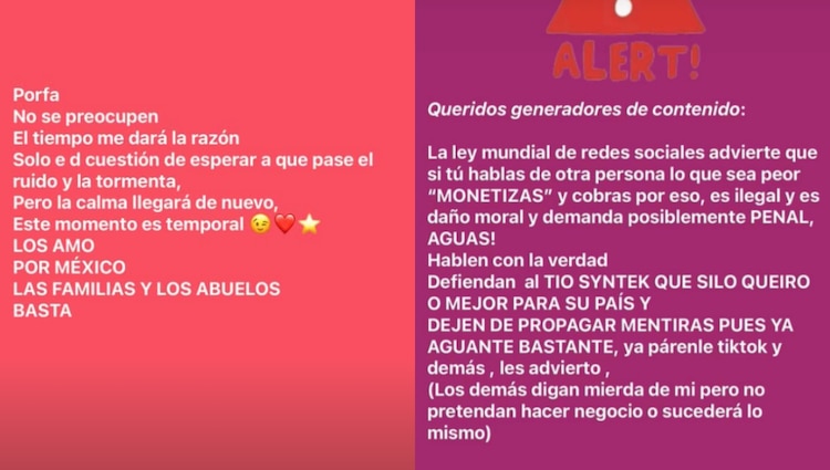 Mensaje de Aleks Syntek a sus fans en Instagram y en TikTok