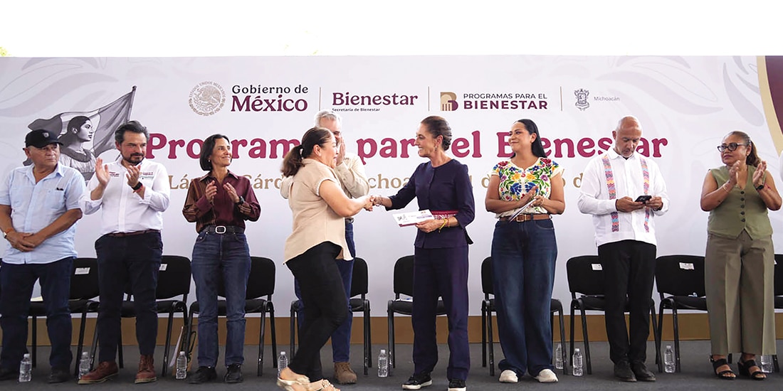 La Presidenta Claudia Sheinbaum, al presentar ayer avances de Programas para el Bienestar en el estado.