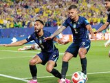 LOS SUDAMERICANOS celebran uno de sus goles, ayer.