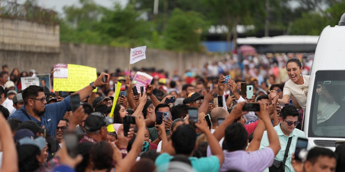 La Presidenta Claudia Sheinbaum durante su visita a Oaxaca.