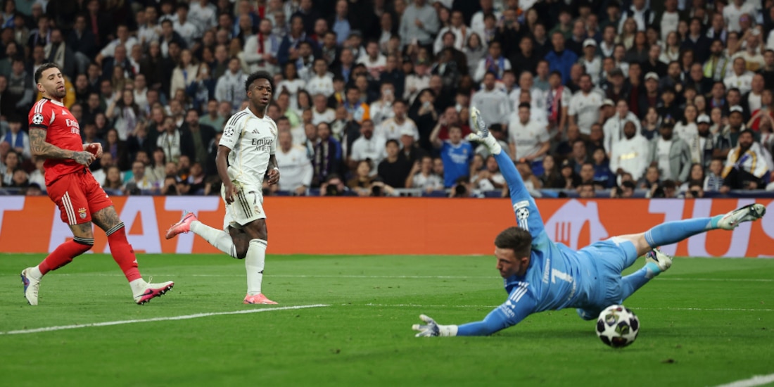 Vinícius Jr. marca el gol de la victoria.