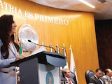 Kenia López, ayer, en el informe de su administración.