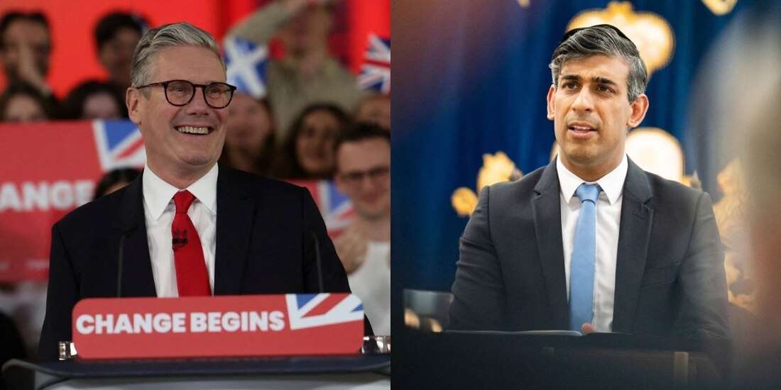 Richi Sunak (der.) reconoce derrota tory en elecciones; Keir Starmer (izq.) va por el cambio.