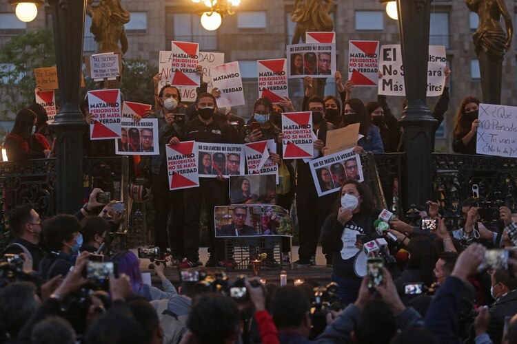 Comunicadores de Jalisco, durante una protesta el pasado 25 de enero.