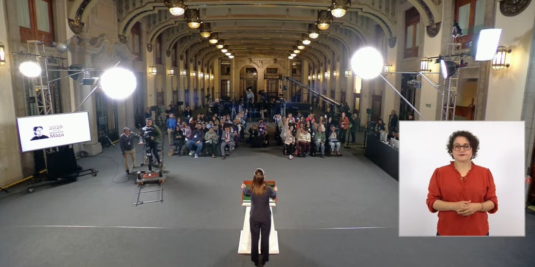 Conferencia de Claudia Sheinbaum Pardo este jueves en Palacio Nacional.