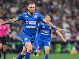 Rodolfo Rotondi festejando su gol ante Monterrey.