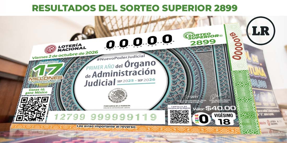 Resultados del Sorteo Superior 2899 del 2 de octubre del 2026.