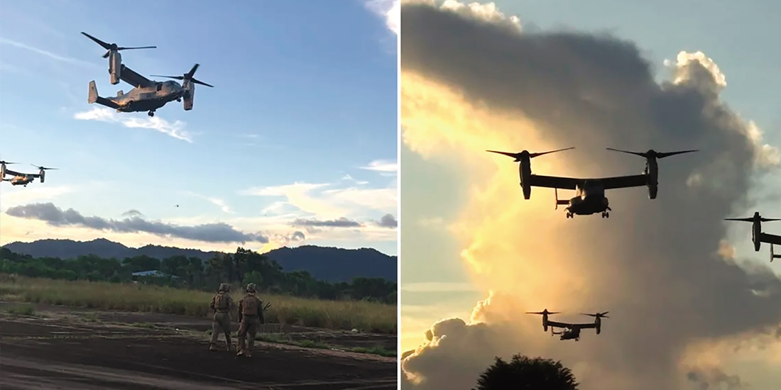 Imágenes de ejercicios militares divulgadas por la Embajada de Estados Unidos en Trinidad y Tobago, ayer.