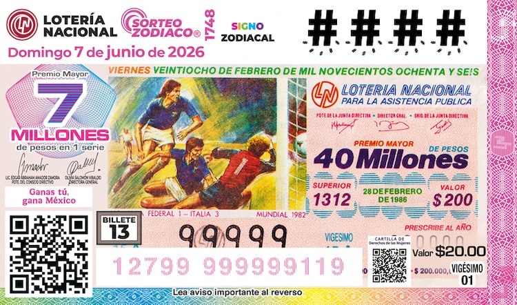 El Sorteo Zodiaco 1748 está dedicado al Mundial 2026 13-14 del Álbum Retro Lotería Nacional y el Futbol 2026.