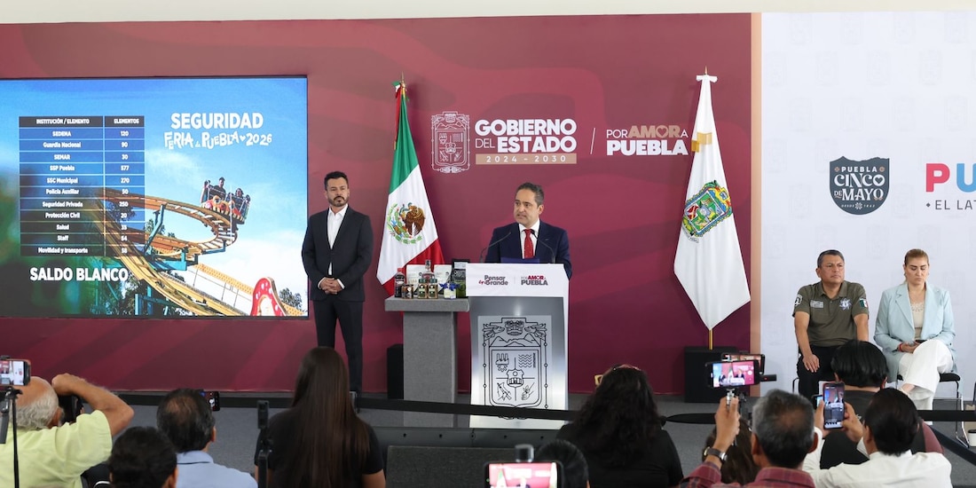 Autoridades de Puebla dan información sobre la feria.