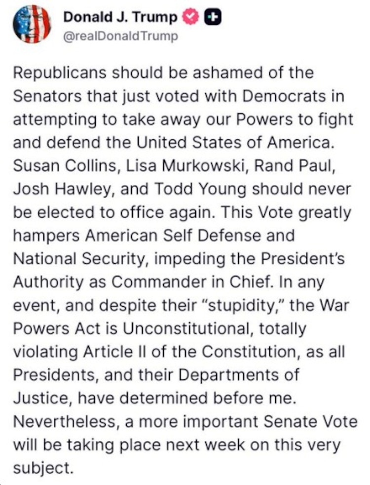 Mensaje del Presidente de EU.