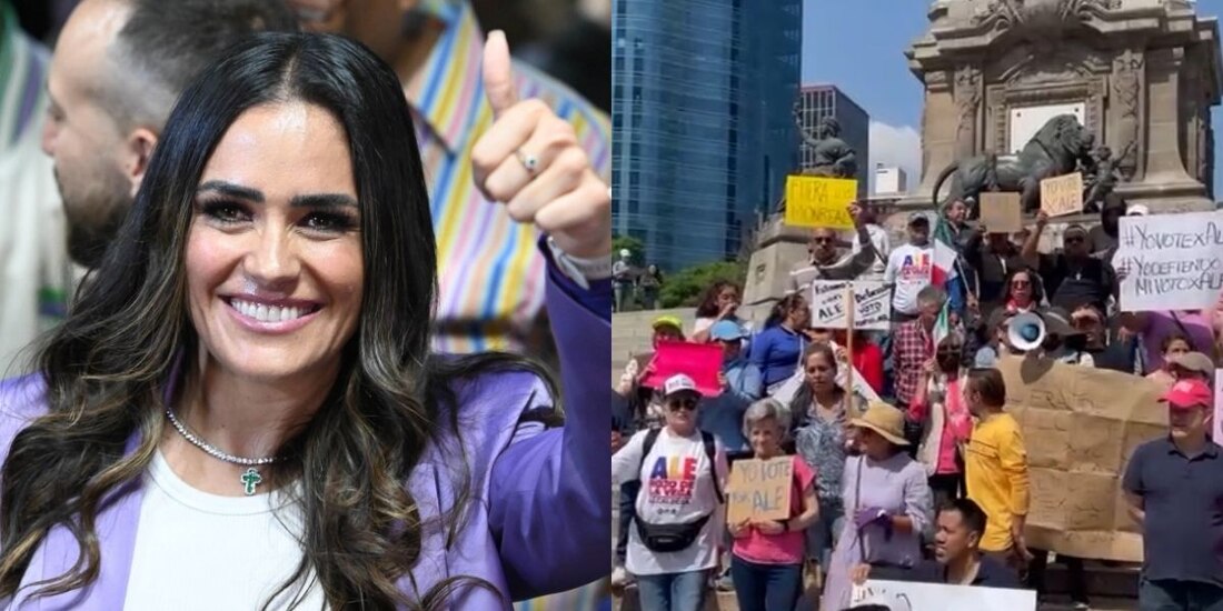 Se manifiestan en el Ángel de la Independencia a favor de Alessandra Rojo de la Vega.