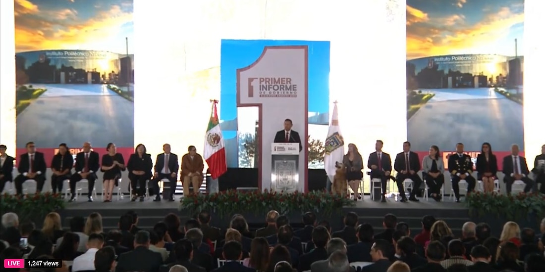 Alejandro Armenta durante su Primer Informe de Gobierno en Puebla.
