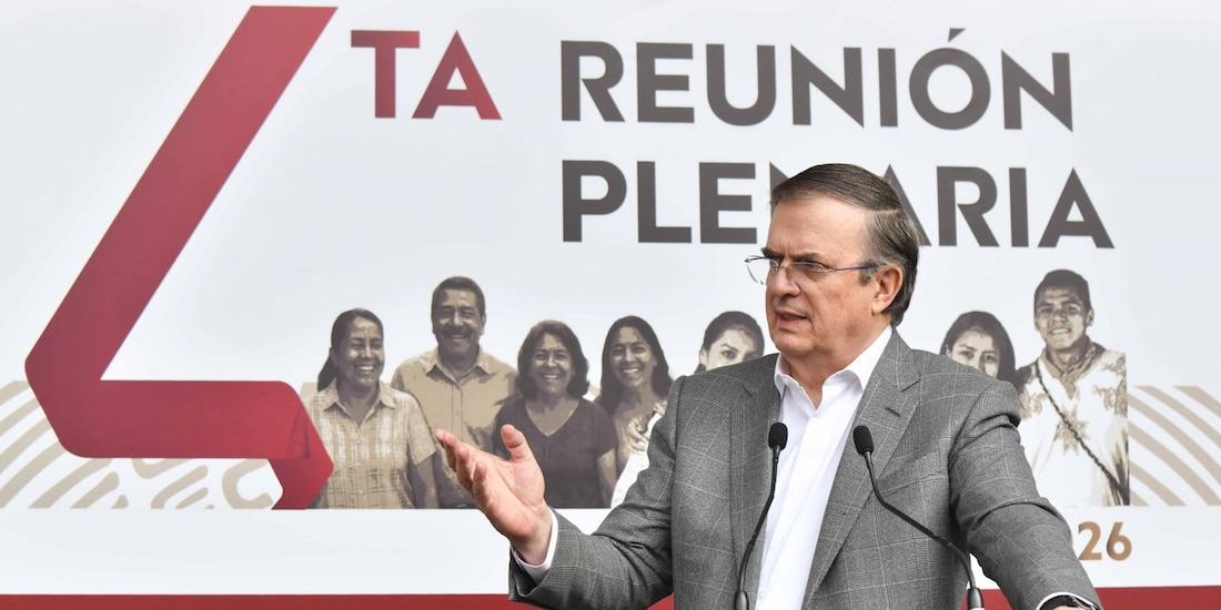 Marcelo Ebrard, secretario de Economía, al finalizar su participación en la cuarta reunión plenaria de Morena