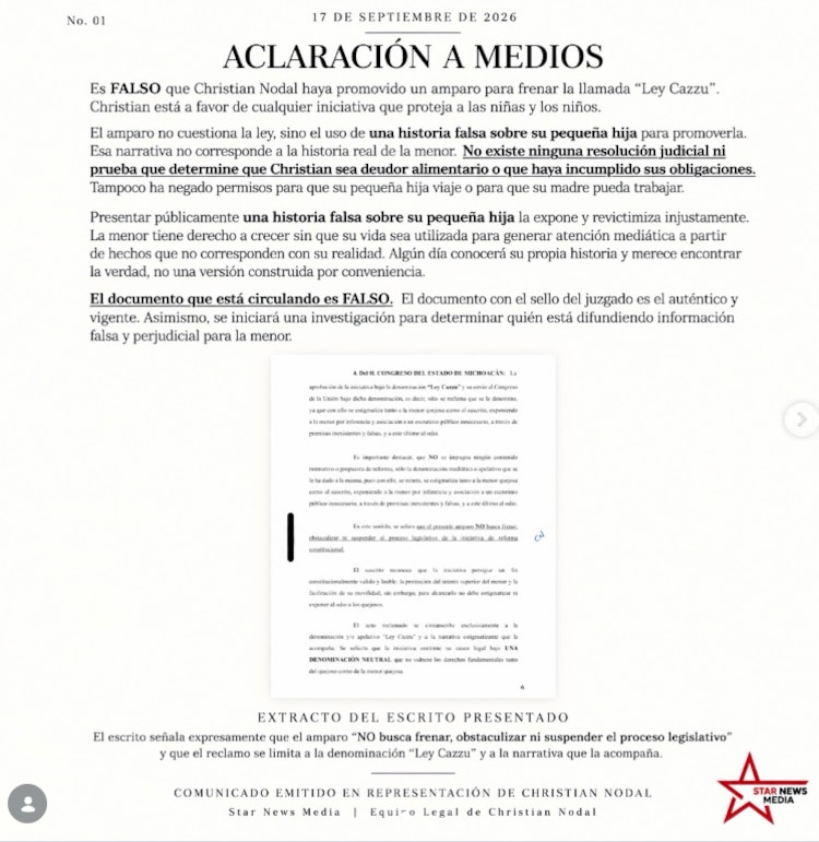 Mensaje del equipo de Nodal sobre la Ley Cazzu