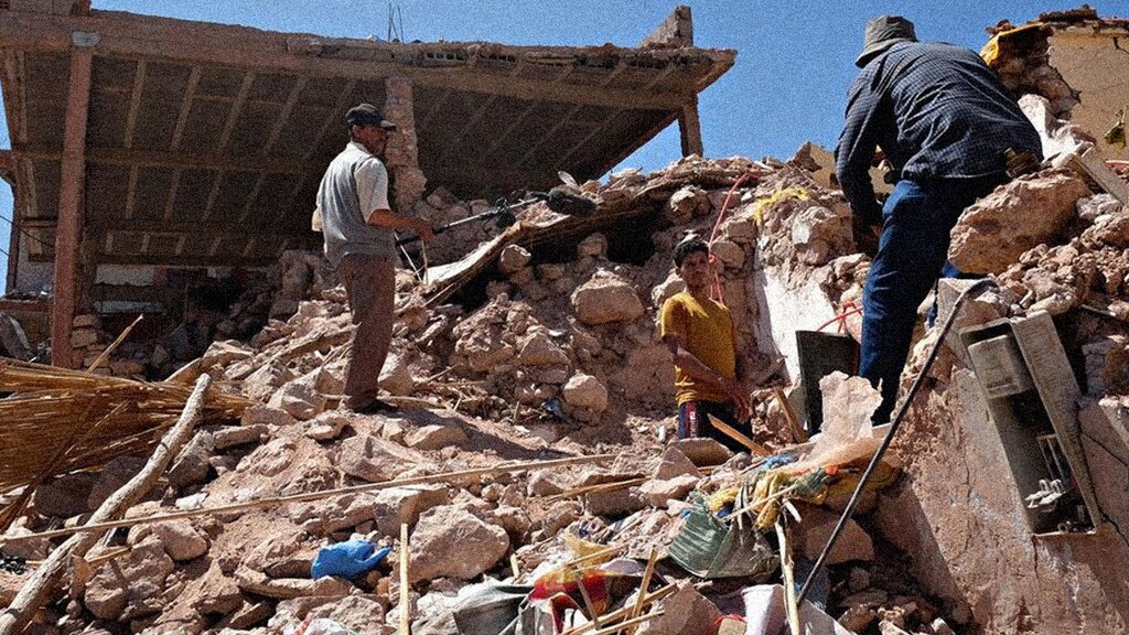 Casas destruidas en Tahanaout, al sur de Marrakesh.
