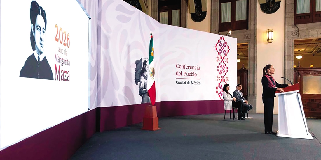 LA PRESIDENTA, ayer, en el estreno de nuevo set para las mañaneras