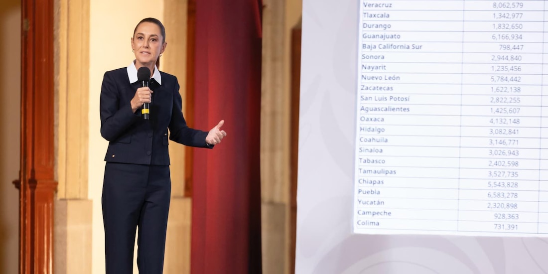 Claudia Sheinbaum este jueves en Palacio Nacional.