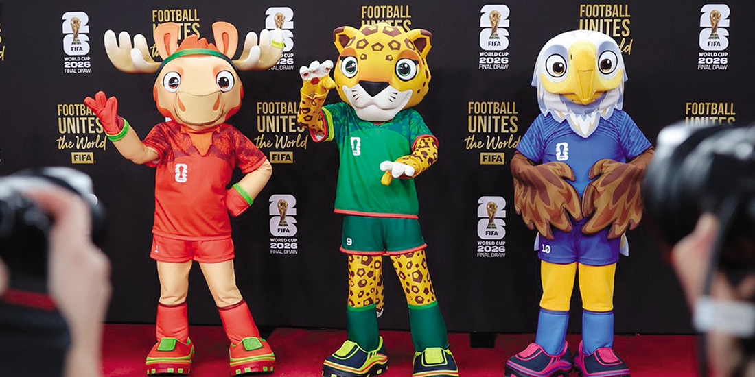 Las mascotas del Mundial 2026 posan en la alfombra roja el pasado 5 de diciembre en el sorteo.