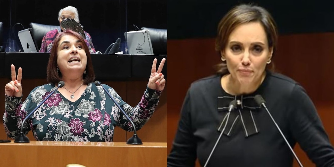 Antares Vázquez, senadora de Morena y Lilly Téllez, senadora del PAN.