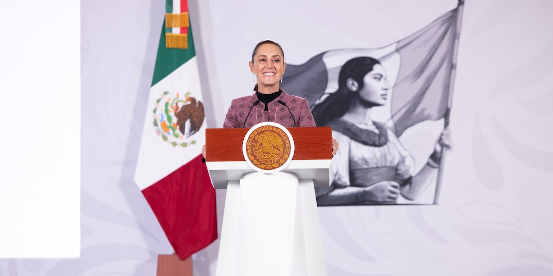 La Presidenta de México este lunes en Palacio Nacional.