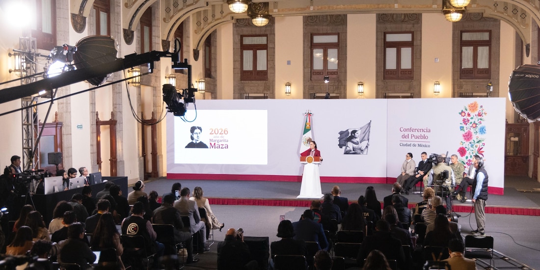 La presidenta Claudia Sheinbaum durante la Conferencia donde se presentaron los resultados en seguridad.