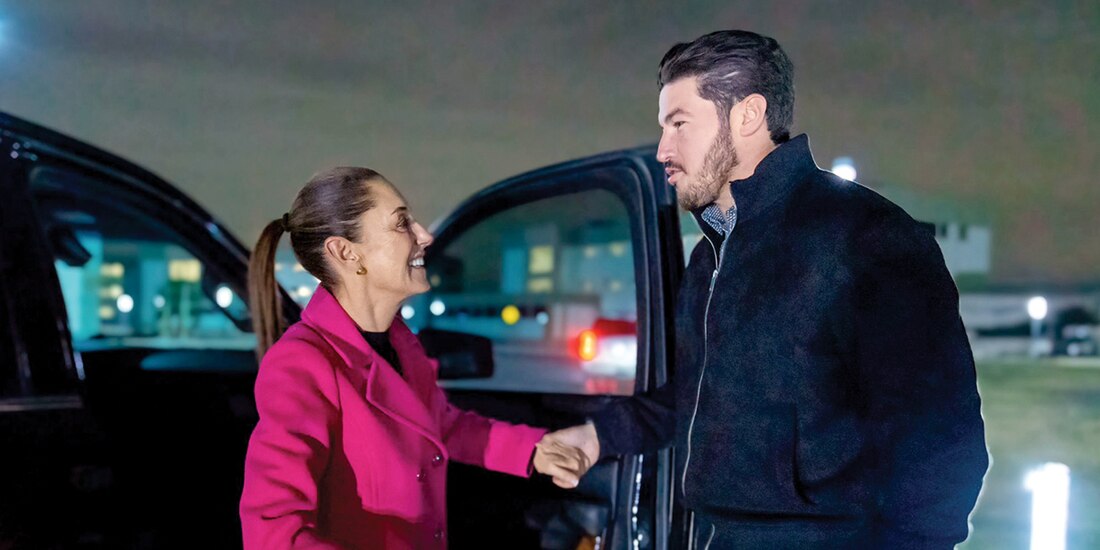 La Presidenta Claudia Sheinbaum, ayer, en reunión con Samuel García, gobernador de Nuevo León.