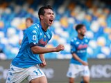Chucky Lozano celebra un gol en un partido con el Napoli