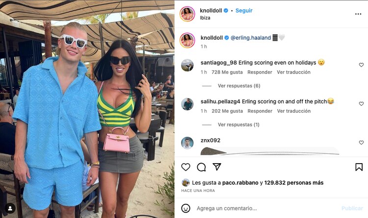 Erling Haaland e Ivana Knoll comparten tiempo en sus vacaciones.
